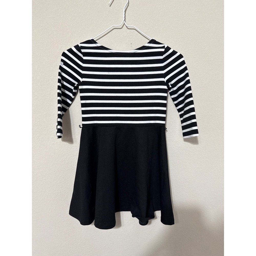 Polo Ralph Lauren Girls Black‎ & White Striped Skater Dress Small/7 Long Sleeve